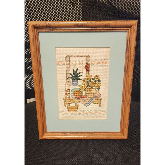 Framed DIY Dimensions Southwest Shelf Pottery Cactus Counted Cross Stitch 6599 - Picture 1 of 3